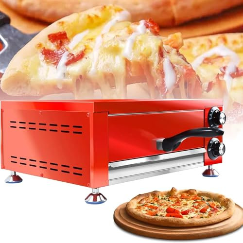 Four à Pizza Comptoir Commercial, Chauffe Jusqu'à 300 ℃, TempéRature RéGlable Et Minuterie De 60 Minutes, Machine à Pizza En Acier Inoxydable De 12 Pouces, Cuiseur à Pizza De Table