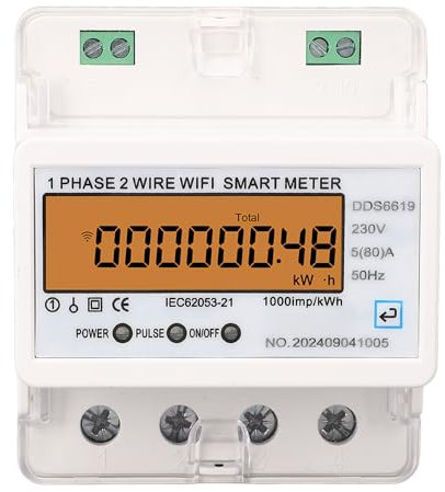 Contatore di Energia Intelligente Monofase Misuratore di Potenza Corrente di Tensione Intelligente su Guida DIN Materiale Ignifugo Per il Controllo 'app Smartlife