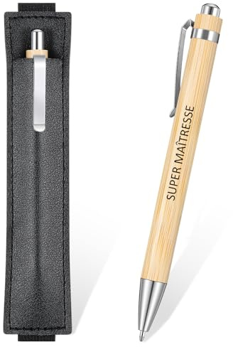 Clabby Kugelschreiber Holzkugelschreiber als Geschenk Einziehbare Kugelschreiber mit Federtasche Stift als Abschiedsgeschenk Dankesgeschenk für Lehrer Personal Kollegen(Holzfarbe,Holz)