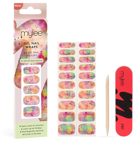 Mylee Gel Nail Wraps [Modern Masterpiece] - 20 Pre-Cured Gel Stickers | Instant Mani, No Lamp Needed, Chip-Resistant, Glossy Finish, Lasts Up to 14 Days, Easy to Apply - Vegan & Cruelty-Free