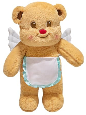 Zqxnt Oso de peluche con diseño de oso de dibujos animados con alas angélicas y corazón, bolsa cruzada para decoración del hogar, sofá, cama, delantal angélico de mantequilla