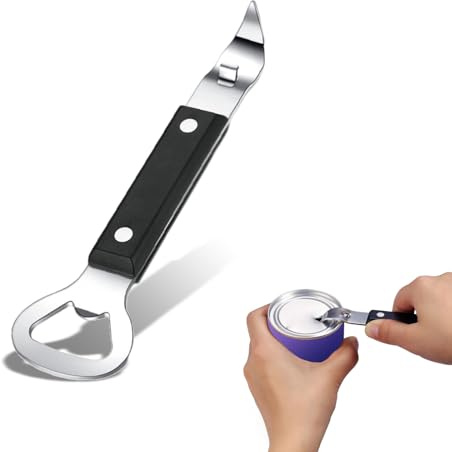 Stainless Steel Can and Bottle Opener, Dual Use Can Punch Opener with Plastic Handle, Opening Tool Kitchen Gadget