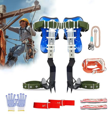 DJEMMPS Tree Climbing Spike, Tree Climbing Spike Set 2 Gears Non-Slip Tree Climbing Gear, Tree Climbing Tool Equipment with Gaff Guards for Climbers, Logging, Fruit Picking