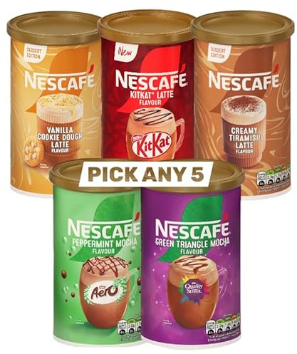 NESCAFÉ Instant Coffee Tins PICK ANY 5 from 5+ Different Flavours - Aero Peppermint Mocha, Green Triangle Mocha, KitKat, Creamy Tiramisu, Vanilla Cookie Dough Latte