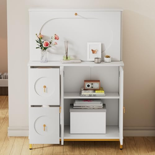 Sekretär-Schreibtisch, moderner Computertisch (150 cm hoch, 100 cm breit, weißes Finish), stilvolle Heimbüro-Möbel für effizienten Arbeitsplatz