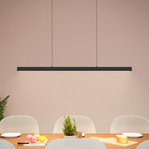MATO LED Pendelleuchte Esstisch Höhenverstellbar Schwarz - Lichtfarbe stufenlos einstellbar & dimmbar per Fernbedienung - 100cm Länge - Esstischlampe hängend, Esszimmerlampe, Hängelampe Esszimmer