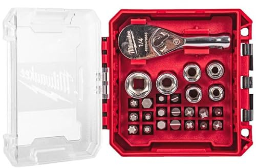 Milwaukee 4932499470 25pc 1/4 Drive Compact Ratchet Set in Packout Compatible Box