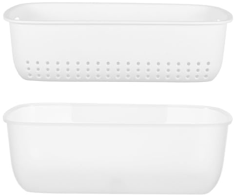 SHINEOFI Cestello Scolapasta Doppio Strato Bianco Filtro Rimovibile, Cestino Portaoggetti per Lavare Frutta e Verdura da Cucina, Design Salvaspazio a Parete per Utensili e Alimenti