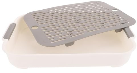 TOYANDONA Toilette per Animali Domestici in Plastica Bianca Design Rettangolare e Fondo Spesso, Facile da Pulire, per Criceti e Porcellini Spazio Ampio