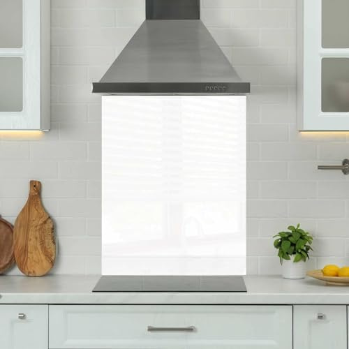 Premium 59.5 x 74.5cm White 6mm Glass Toughened Kitchen Splashback