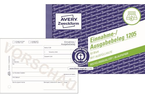 Avery Zweckform 1205 Lot de 50 feuilles de papier carbone Blanc Format A6 paysage
