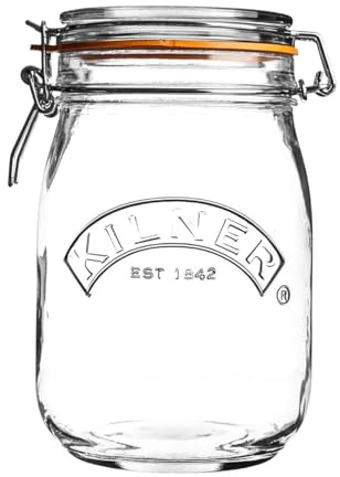 Kilner Round Clip Top Jar 1ltr Preservation Jar, Storage Jar, Jam Jar with Cliptop Lid