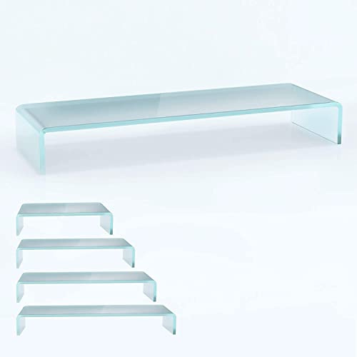 bijon TV Aufsatz Glas Bildschirm-Erhöhung | PC Monitor-Erhöhung | Schreibtisch-Aufsatz für Laptop, (B/T/H) 1000x300x130mm - Satin