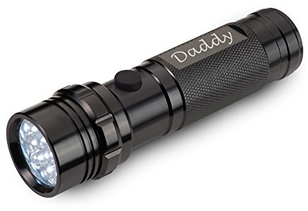 EIO Gifts Personalised Black 14 LED Anodized Aluminium Torch Gift Set - Engraved with Your Custom Text
