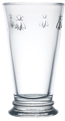 La Rochere, juego de 6, vasos altos (16 cm de alto, bola alta), 442 g cada uno, patrón de abeja napoleónica