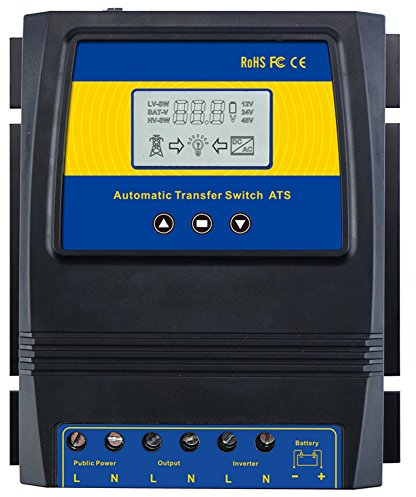 MOES Dual Power Controller 50A 11000 Watt Automatic Transfer Switch for Off Grid Solar Wind System ATS DC 12V 24V 48V AC 110V 220V Black