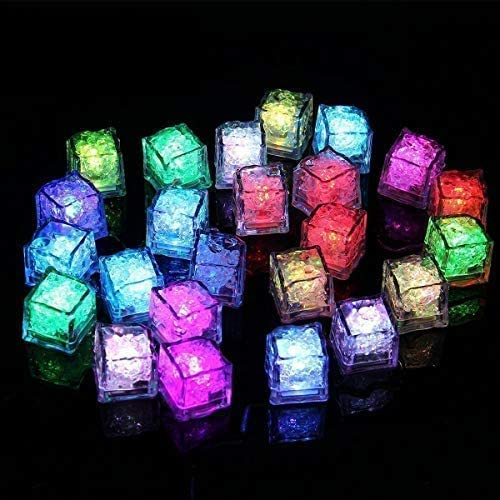 Jzhen Glaçon Lumineux LED, Lot de 12 Coloré Flash Ice Cube Couleur Lumineux pour Champagne Tour, fête, Mariage, Club et Barre