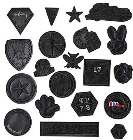 Juland 20 Stck Schwarze PU-Patches Selbstklebender Rucksack Deko-Patches für Männer, Frauen, Jungen, Mädchen, Kinder