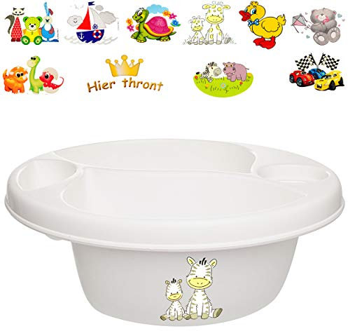 alles-meine.de GmbH 3 Kammer - Schüssel/Waschschüssel/Kinderwaschbecken - weiß Motiv-Mix - Mädchen Bieco - mit Seifenablage - Organizer - Reinigungsmittel Aufbewahrungsbo..