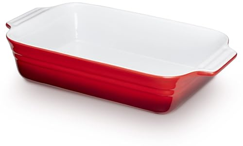 KHG Auflaufform groß 40 cm mit 3 L in rot für 4-6 Personen, Backform | Ofenform Keramik Steingut rechteckig & kratzfest, Backform für Lasagne Tiramisu, für die tägliche Küchenroutine