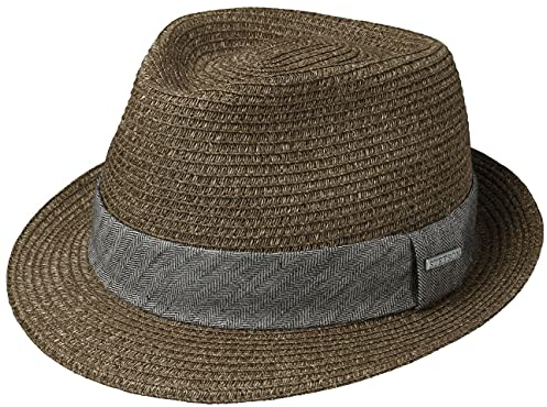 Stetson Reidton Toyo Trilby Strohhut Herrenhut Melierter Hut mit Garniturband Sonnenhut aus Toyo-Stroh Herren Frühjahr Sommer braun XL (60-61 cm)