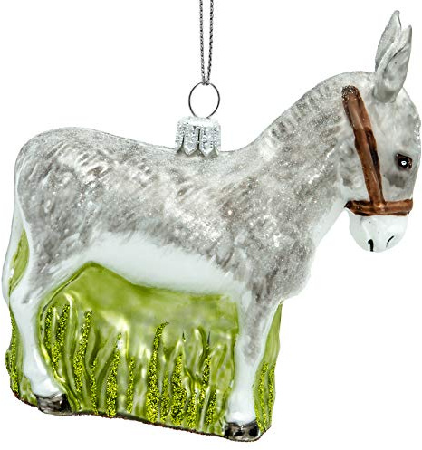 SIKORA Esel besondere Weihnachtskugel Glas Christbaumschmuck Deko Figur Weihnachten Anhänger Ornament - Meisterstücke - BS713, Variante:Esel grau
