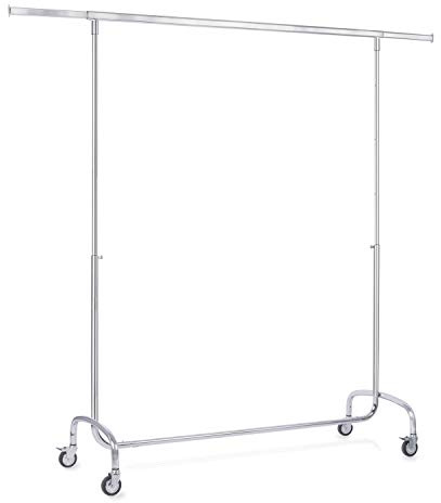 goodsforbusiness Rollbarer Konfektionsständer, Kleiderständer breiten-/ höhenverstellbar B143-205 x T55 x H145-215cm verchromt, Rollständer für Profis, sehr langlebig