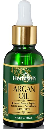 Herbishh Argan Oil für tiefen Haarbehandlung – Arganöl für Frizzle Kontrolle und Schadensreparatur – Nourishendes Arganöl-Serum 30ml