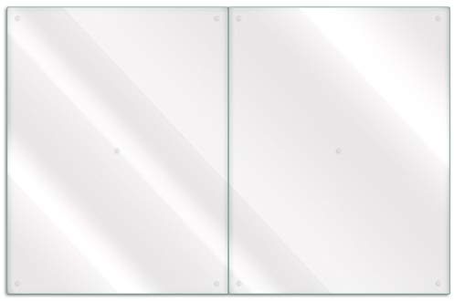 Wallario Herdabdeckplatte/Spritzschutz aus Glas, transparent - durchsichtig, 2-teilig, 80 x 52 cm mit 8 mm hohen Füßen, für Ceran- und Induktionskochfelder
