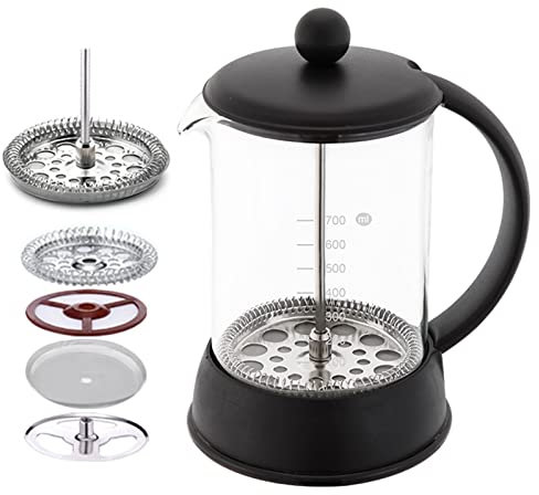 LTLWSH Cafetera de Prensa Francesa, Cafetera Francesa, Cafeteras de émbolo, Vidrio de Borosilicato Resistente al Calor, con Filtro de Acero Inoxidable,800ml