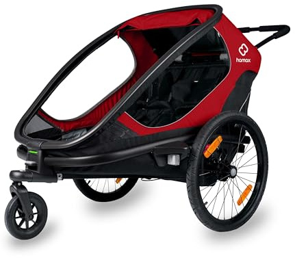 Hamax - Outback-Anhänger – 2-Sitzer – leicht und bequem – neigbare Sitze – große Fenster – Reflektoren vorne/hinten – faltbar und tragbar – Befestigung Fahrrad oder Kinderwagen