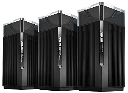 ASUS ZenWiFi Pro ET12 (3 Pack) - Sistema en Malla Wi-Fi 6 tribanda AXE11000 (hasta 557 m2 de Cobertura, Banda de 6 GHz, Funciones de Seguridad y Dos Puertos Ethernet de 2,5G) Color Negro