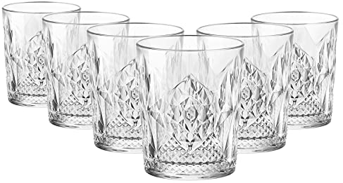 Bormioli Rocco Barman Pierre Double Verres de Whisky - Art déco Vintage Eau Whisky Cocktail Gobelets - 390ml - Paquet de 12