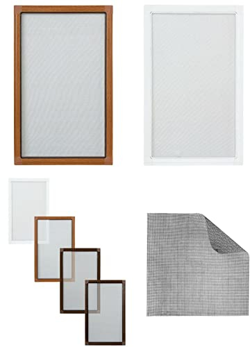 KS Handel 24 FLIEGENGITTER MOSKITONETZ ALU Rahmen Weiss BRAUN ANTHRAZIT 80x100 cm, 110x130 cm, 120x140 cm, 130x150 cm (Hellbraun, 130x150 cm)