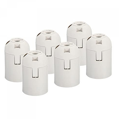sourcing map Luz Zócalo 250V E26/E27 57x37mm Enroscable LED Bombilla Lámpara Soporte sin Rosca Sombra Anillo para Retro Colgante Luces Blanco Paquete de 6