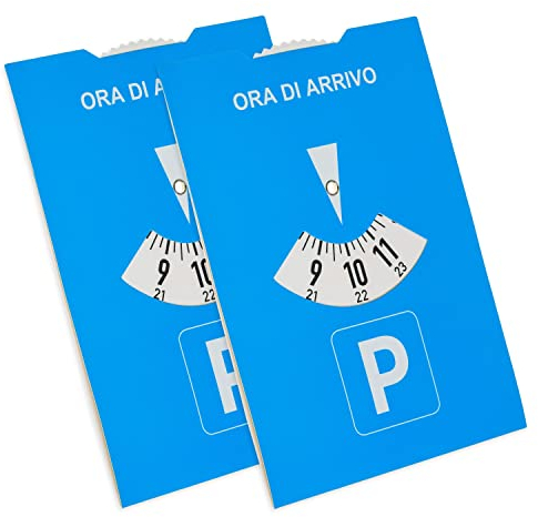 Disco di parcheggio, 2 pezzi, in blu, in carta, regolabile su entrambi i lati, parchimetro con ORA DI ARRIVO, per auto, camion, Disco di parcheggio blu, dischi di parcheggio, scheda di parcheggio