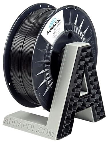 AURAPOL Filament 1.75 PLA mit +/- 0,02 mm Genauigkeit (1kg, schwarz/black) - Biologisch abbaubares 3D Drucker Filament aus PLA - Druckmaterialien kompatibel mit den meisten Druckern