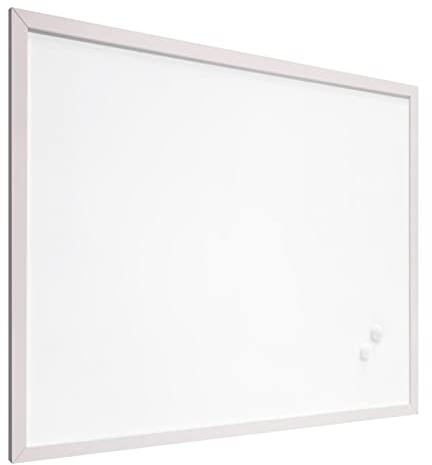 Raylu Paper® - Pizarra blanca magnética con marco de madera color blanco, pizarra blanca de pared de borrado en seco, incluye dos imanes para colgar notas y fotografías (60 x 45 cm)