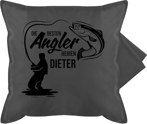 Kissenbezug - Die besten Angler heißen Name I Geschenk Angler I Vatertagsgeschenk Angeln I Angelzubehör personalisiert I Angelgeschenkideen I Angel Geschenk für Männer I Fischer - 50 x 50 cm