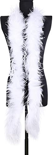 DIY Feder Boa,Asudaro Flauschige Federboa Flauschige Marabu Feder Boa DIY Frauen Verkleidung Dekor Truthahnfedern Boa zum Basteln Zubehör Für Bastelarbeiten Kostüme Halloween Hochzeiten,2m Weiß#12