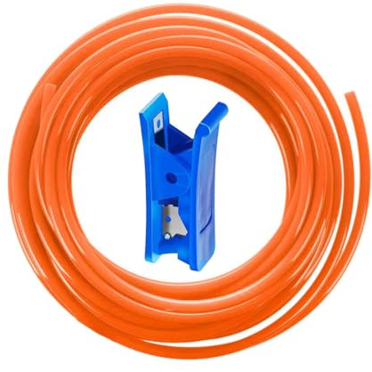 HUAZIZ 12 Meter PU Pneumatikschlauch Pneumatic Polyurethane Schlauch Flexibel Druckluftschlauch Außen 10 mm x Innen 6,5mm Orange+1 x Schlauchschneider