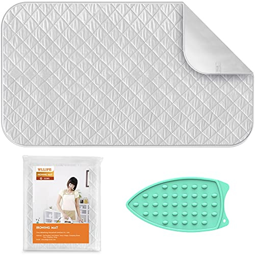 WL-YBOPRO Bügelmatte, super groß, verdickte Bügeldecke mit Silikon-Eisenablage, tragbares, hitzebeständiges Bügelpad für Waschmaschine, Trockner, Tischplatte, Arbeitsplatte, Bügelbrettbezug (140 x 80