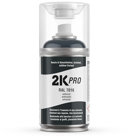 2K PRO 2K Spraydose 250ml - 2 Komponenten Sprühlack, Schnelltrocknender Spritzlack, UV-Beständig, Stoss- und Kratzfest | RAL7016 - Anthrazit Glanz