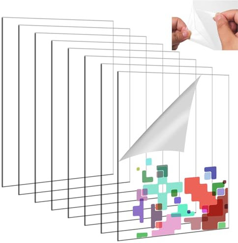 8 Pcs A4 Clear Acrylic Sheet Covers, 1mm Reusable Plastic, Plexiglass for Picture Frame, Glass Painting, Wedding Signs, DIY Crafts (Square, 297 x 210mm)