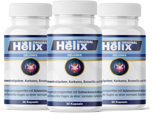 Helix Original - Nahrungsergänzungsmittel für Gelenkschmerzen mit Kurkuma, Boswellia, Schneckenproteinextrakt und Vitamin C für die Kollagenbildung - Laktosefrei, glutenfrei (90 Kapseln)