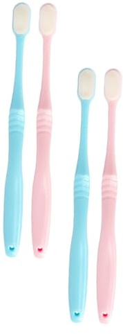 Zahnbürste für Erwachsene mit Weichen Borsten Packung Pp Japanisch | Ergonomisches Design, Transparente Schutzkappe, Manuelle Nutzung, für Tägliche Mundpflege, 4 Stück