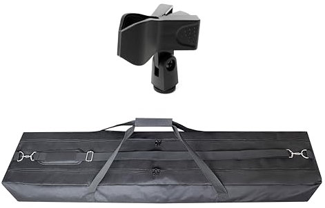 BloxBerry Speaker and Mic Stand Bag Dual Compartment 50 Inch Long - Light Microphone Carrying Case with Shoulder Strap for Gigs, AI-E-MSB-10017