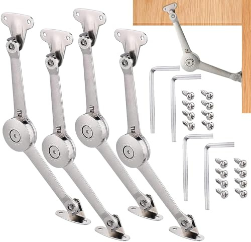 GIONAR Klappenscharnier Set, 4 Stück Softclose Deckelstützscharniere mit Schrauben und Inbusschlüssel, Schrankscharniere, Softclose Nachrüsten,Küchenschrank Scharniere für Küchentür und Kleiderschrank
