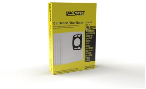 Vacspare Fleece Dust Bags Compatible With Karcher WD2 PLUS WD3 KWD1 KWD3 WD3 Wet & Dry Pack x 5