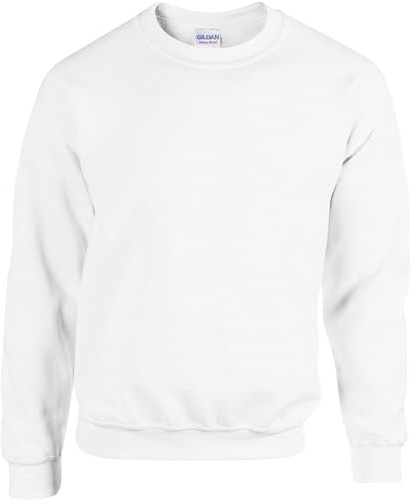 TICTEX Sweatshirt för män utan huva – Sweatshirt med rund hals i bomull, idealisk för arbets- och sportkläder – finns i storlekarna S till 5XL, Vit, S
